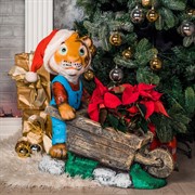 Кашпо Тигренок в комбинезоне с тачкой U09002 - фото 46175