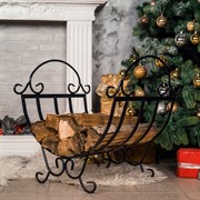 Дровница полукруглая металлическая чёрная высота 44см 500-48 - фото 46196