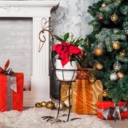 Подставка напольная Птица садовая кованая высота 74см чёрно-золотая 95-001-BG - фото 46447