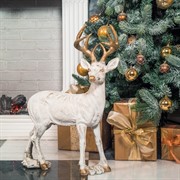 Фигура Олень праздничный стоит белый с позолотой F01222-WG - фото 46967