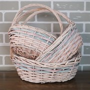 Корзина плетеная ива 26х21х10см выбеленная - фото 47522