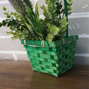 Корзина плетеная бамбук 14х14х9,5/h32см зеленый - фото 47556