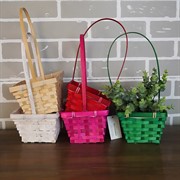 Корзина плетеная бамбук 14х14х9,5/h32см зеленый - фото 47557