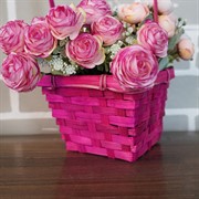 Корзина плетеная бамбук 14х14х9,5/h32см розовый - фото 47559