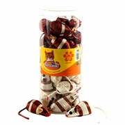 Игрушка Мышь бежевая с полосой 9см - фото 47586