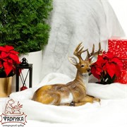 Фигура садовая Олень лежит стеклопластик высота 50см F01213 - фото 4780