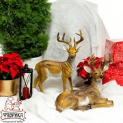 Фигура садовая Олень лежит стеклопластик высота 50см F01213 - фото 4781