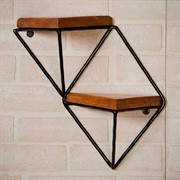 Подставка настенная Лофт 2 полки металл+дерево длина 37см 66-502 - фото 47937