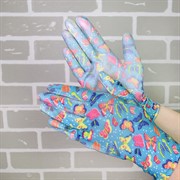 Перчатки нейлоновые Цветочек с полиуретановым покрытием - фото 49010