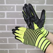 Перчатки нейлоновые с нитриловым покрытием желто-черные - фото 49013