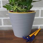 Горшок Конус 2,3л серый муссон с вкладкой - фото 49121