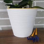 Горшок Конус 3,7л белый с вкладкой - фото 49128