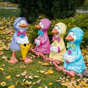 Фигура декоративная Утёнок в розовом плаще высота 53см F08976-P - фото 49618