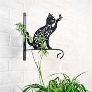 Кронштейн резной для цветочного кашпо Кошка длина 29см металл 201-003B - фото 49715