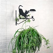 Кронштейн настенный для кашпо с фонарём Кот длина 48см металл 201-005B - фото 49723