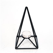 Подсвечник металл Треугольник чёрный на 1 свечу 607-50-B - фото 50068