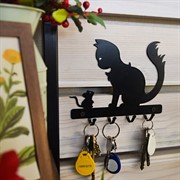 Ключница на стену в прихожую Кот с мышкой 701-001 - фото 50781