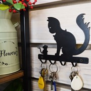 Ключница на стену в прихожую Кот с мышкой 701-001 - фото 50783