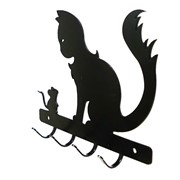 Ключница на стену в прихожую Кот с мышкой 701-001 - фото 50785