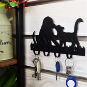 Ключница на стену металл Щенок с кошкой 701-007B - фото 50813