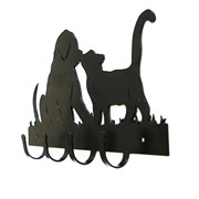 Ключница на стену металл Щенок с кошкой 701-007B - фото 50816