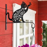 Кронштейн резной для цветочного кашпо Кошка длина 29см металл 201-003B - фото 52597