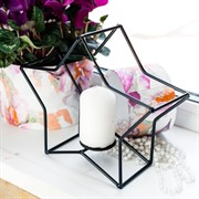 Подсвечник металл Звезда чёрный под одну свечу 607-36-B - фото 52633