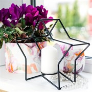 Подсвечник металл Звезда чёрный под одну свечу 607-36-B - фото 52634