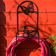 Кронштейн кованый для садового шланга Бабочки чёрный 802-014B - фото 52978