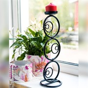 Подсвечник настольный кованый под одну свечу черный 607-15-B - фото 53316