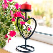 Подсвечник под одну свечу сердце металл 607-26-B - фото 53359