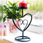 Подсвечник под одну свечу сердце металл 607-26-B - фото 53360