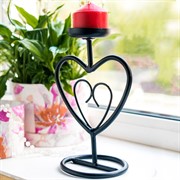 Подсвечник под одну свечу сердце металл 607-26-B - фото 53361