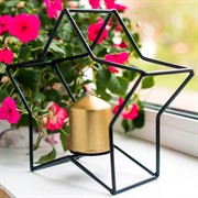 Подсвечник металл Звезда чёрный под одну свечу 607-36-B - фото 53436