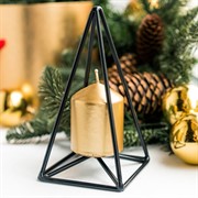 Подсвечник металл Треугольник чёрный на 1 свечу 607-50-B - фото 53453