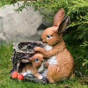 Кашпо для цветов Зайчиха с зайчонком U09076 - фото 53471