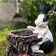 Кашпо садовое для растений Зайчиха с зайчонком черно-белые U09076-WBL - фото 53474