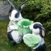 Кашпо садовое фигура Зайчонок с салатом бело-чёрный U09090-WBL - фото 53505
