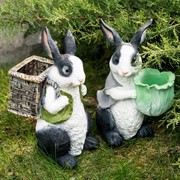 Кашпо садовое для растений Заяц с капустой бело-чёрный U09093-WBL - фото 53516