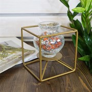 Подсвечник кованый Куб золотой под 1 свечу 607-37-G - фото 53945