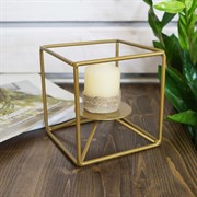 Подсвечник кованый Куб золотой под 1 свечу 607-37-G - фото 53963