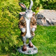 Фигура Заяц с корзиной на спине для растений полистоун F01042-Gray - фото 54139