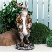 Фигура Заяц с корзиной на спине для растений полистоун F01042-Gray - фото 54140