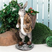 Фигура Заяц с корзиной на спине для растений полистоун F01042-Gray - фото 54141