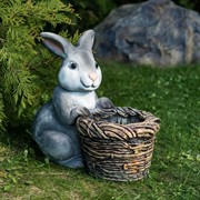 Кашпо для растений садовое Кролик с корзиной F08759-Gray - фото 54224
