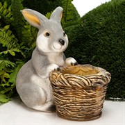 Кашпо для растений садовое Кролик с корзиной F08759-Gray - фото 54225