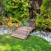 Мост кованый садовый с деревом чёрно-золотой 862-18R - фото 54470