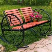 Кресло качалка кованое с деревом 881-42R - фото 54557