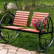 Кресло качалка кованое с деревом 881-42R - фото 54559