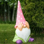 Фигура Гном невидец в розовом колпаке стеклопластик F08369-P - фото 54561